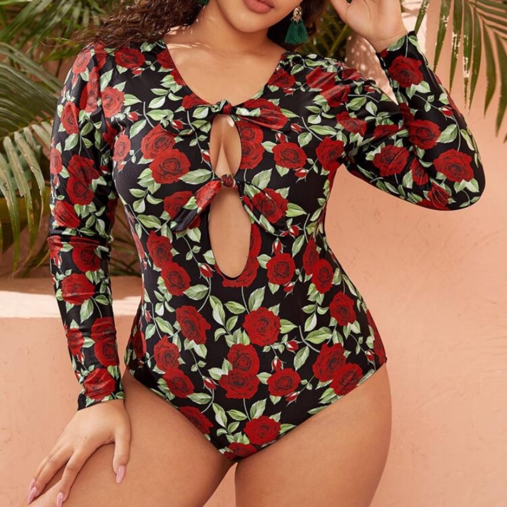 4XL Shein Floral Front Knot One Piece